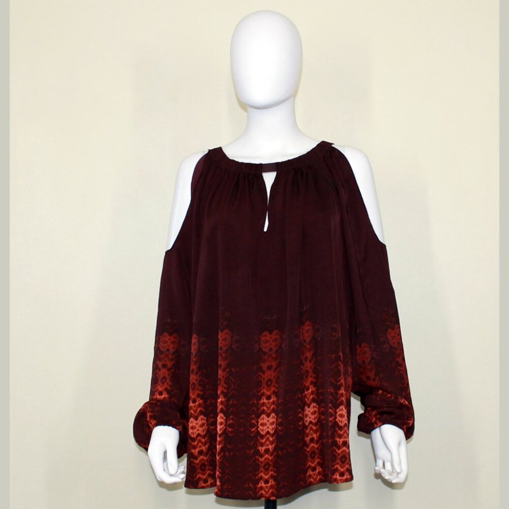 Lane Bryant Women Blouse 18/20 Color Bordeaux Long Sleeve - [WD03]